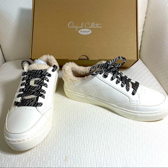 Dr Scholls Cozy White Sneakers with Zebra Laces Sz 9 New with Box - Picture 2 of 7